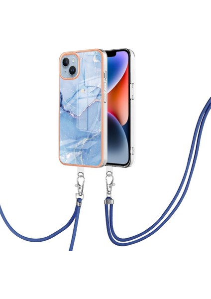 IPhone 14 Kapak Mermer Ayrılabilir Kayış Crossbody Kordon Yumuşak (Yurt Dışından)