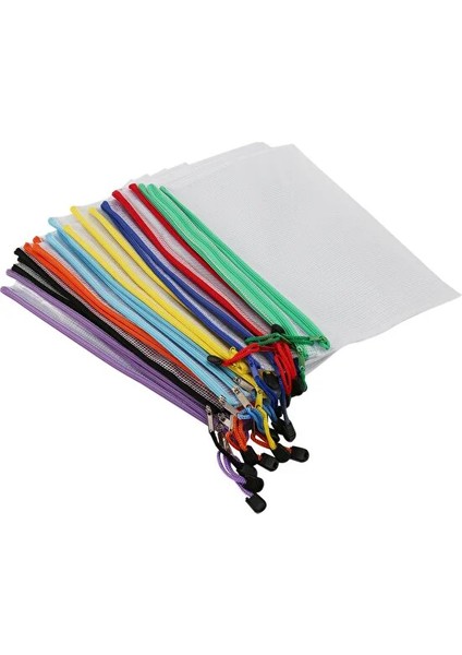 24 Adet Örgü Fermuarlı Kese Belge Çantası, Plastik Dosya Klasörleri, A4 Boyutu (Yurt Dışından)