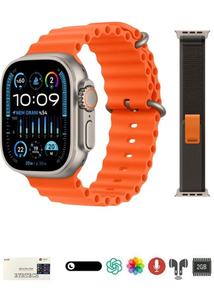 Hk9 Ultra 2 Max Chat Gpt/dahili Hafıza/3d Animasyon Destekli Amoled Watch Ultra 2 Akıllı Saat