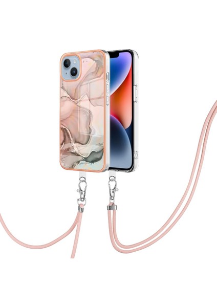 IPhone 14 Kapak Mermer Ayrılabilir Kayış Crossbody Kordon Yumuşak (Yurt Dışından)