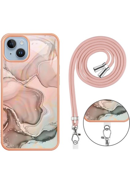 IPhone 14 Kapak Mermer Ayrılabilir Kayış Crossbody Kordon Yumuşak (Yurt Dışından) modelleri