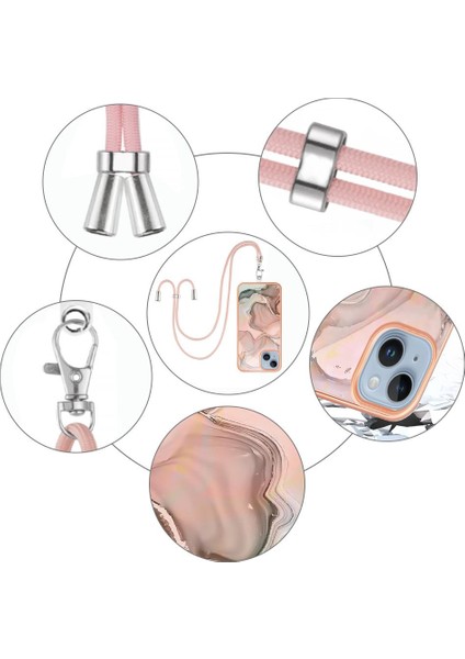 IPhone 14 Kapak Mermer Ayrılabilir Kayış Crossbody Kordon Yumuşak (Yurt Dışından) fırsatları