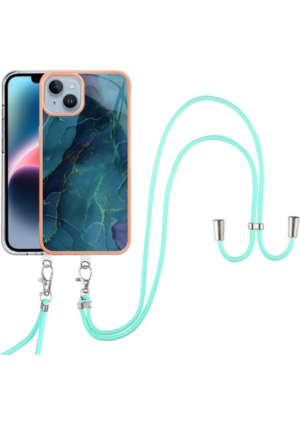 IPhone 14 Kapak Mermer Ayrılabilir Kayış Crossbody Kordon Yumuşak (Yurt Dışından)