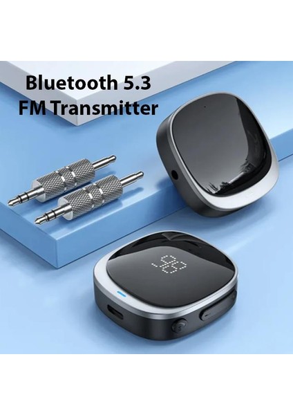 Göstergeli Wireless Bluetooth 5.3 3.5mm Jack Aux Araç Ses Aktarım Kit Araç Fm Transmitter Aux