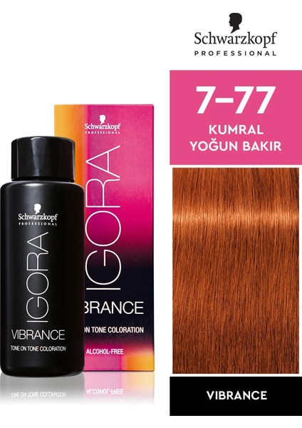 Schwarzkopf Igora Vibrance 7-77 Kumral Yoğun Bakır Saç Boyası 60ml