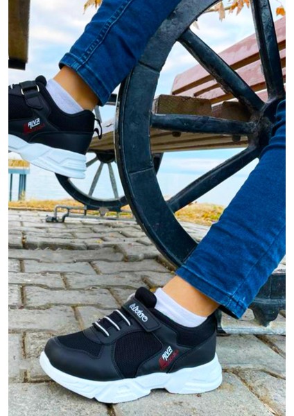 Eco Conscious-x Sneaker Hafif ve Rahat Unisex Çocuk Spor Ayakkabı Siyah Beyaz AVRCONX