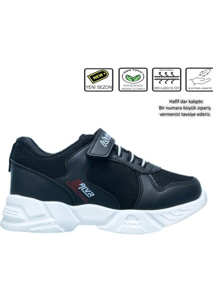 Eco Conscious-x Sneaker Hafif ve Rahat Unisex Çocuk Spor Ayakkabı Siyah Beyaz AVRCONX fiyatları