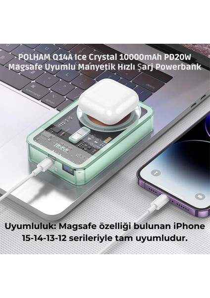 Hc Seri Magsafe Uyumlu Manyetik PD20W 10000MAH Powerbank Iphone 12 13 14 15 Pro Max Powerbank