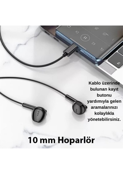 Hc Type-C Giriş Hd Mikrofonlu Kulakiçi Kablolu Type-C Kulaklık Iphone 15 15 Pro Max Kulaklık