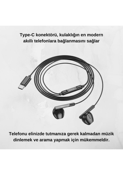 Hc Type-C Giriş Hd Mikrofonlu Kulakiçi Kablolu Type-C Kulaklık Iphone 15 15 Pro Max Kulaklık