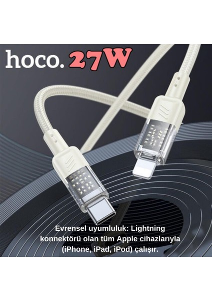 Transparan Super Şarj 27W Type-C To Iphone Şarj Kablosu Iphone 11 12 13 14 Pro Max Şarj Kablo fırsatları