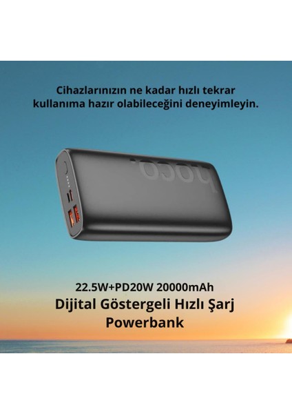 Çift Yönlü Şarj Destekli Ultra Hızlı 22.5W+PD20W 20000MAH Powerbank Şarj Akım Korumalı