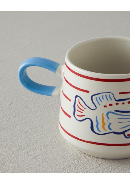 Jolly Fish Stoneware Kupa Mavi-Kırmızı modelleri