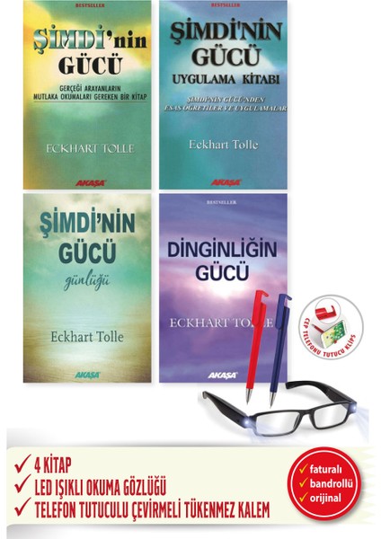 Şimdi’nin Gücü - Şimdi'nin Günlüğü - Şimdi'nin Uygulama - Dinginliğin Gücü - Eckhart Tolle + Led Gözlük + Alfa Kalem