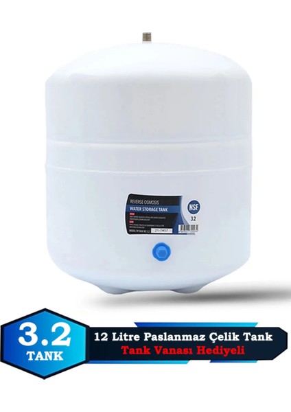 Su Arıtma Cihazı Metal Genleşme Su Tankı 12 Lt Nsf Belgeli Su Arıtma Deposu Tank Vanası