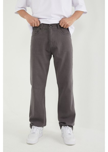 MODA1SİN Erkek Düz Cepli Gri Baggy Pantolon modelleri