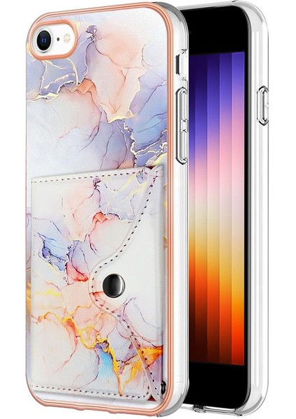 Iphone Se 2022/2020 Ince Cüzdan Yumuşak Tpu Tampon Kart Yuvaları Mermer (Yurt Dışından)