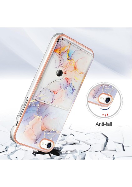 Iphone Se 2022/2020 Ince Cüzdan Yumuşak Tpu Tampon Kart Yuvaları Mermer (Yurt Dışından)