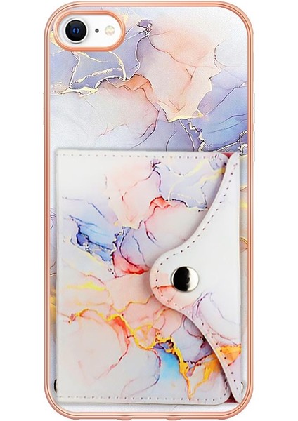 Iphone Se 2022/2020 Ince Cüzdan Yumuşak Tpu Tampon Kart Yuvaları Mermer (Yurt Dışından)