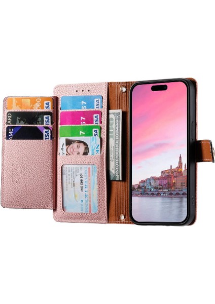 Iphone 14 Için Kılıf Cüzdan Aşk Fermuar Kordon Deri Kılıf (Yurt Dışından)