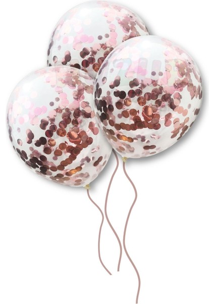 Rose Gold Konfetili Şeffaf Balon Seti 10 Adet fiyatları