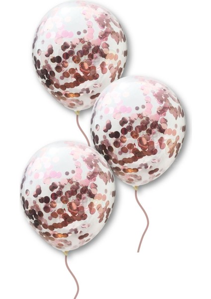 Rose Gold Konfetili Şeffaf Balon Seti 10 Adet modelleri