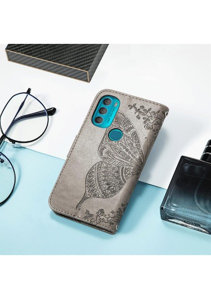 Mays Boutique Moto G71 Kelebek Çok Renkli Iş Kanat Cüzdan Için Kılıf (Yurt Dışından)