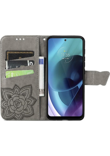 Mays Boutique Moto G71 Kelebek Çok Renkli Iş Kanat Cüzdan Için Kılıf (Yurt Dışından)