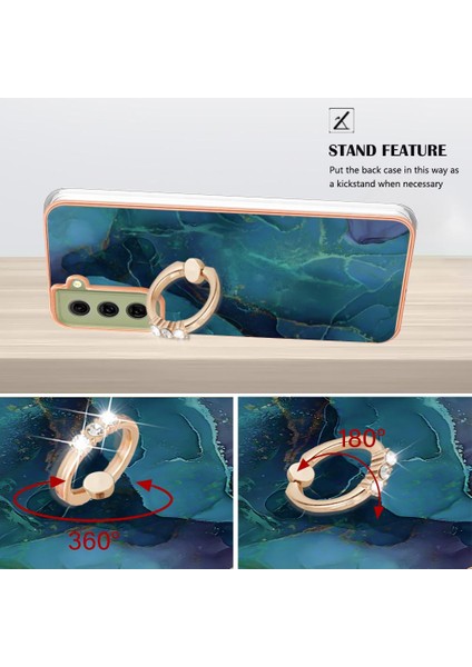 Samsung Galaxy S21 Fe 5g Için Kılıf 360 &deg; Dönebilir Halka Tampon Mermer Tpu (Yurt Dışından)