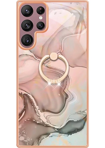 Samsung Galaxy S23 Ultra 5g Için Kılıf 360 &deg; Dönebilir Halka Tampon Mermer Tpu (Yurt Dışından)