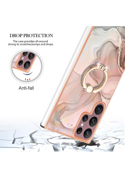 Samsung Galaxy S23 Ultra 5g Için Kılıf 360 &deg; Dönebilir Halka Tampon Mermer Tpu (Yurt Dışından)