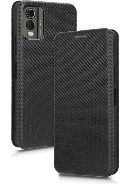 Nokia C32 Deri Folio Flip Case Kart Ekleme Manyetik Fiber Için Kılıf (Yurt Dışından)