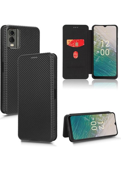 Nokia C32 Deri Folio Flip Case Kart Ekleme Manyetik Fiber Için Kılıf (Yurt Dışından)