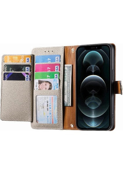 Iphone 12 Için Kılıf Pro Aşk Kordon Fermuar Cüzdan Deri Kılıf (Yurt Dışından)