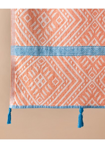 Crispy Pamuklu Püsküllü Peştamal Turuncu-Mavi fiyatları