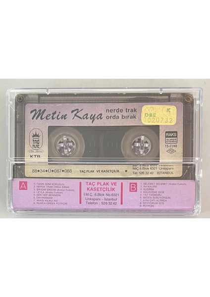 Metin Kaya Nerde Trak Orda Bırak Kaset (Orjnal Dönem Kağıt Baskı Kaset)