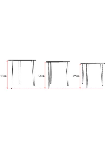 3’lü Üçgen Zigon Sehpa Ahşap Ayaklı indirimleri