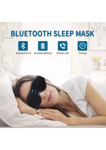 3D Bluetooth 5.0 Kablosuz Kulaklık Başa Takılan Işık Koruyucu Hafızalı Köpük Göz Maskesi (Yurt Dışından)