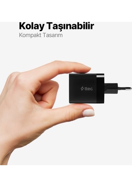 Smartcharger Duo Pd 45W Seyahat Hızlı Şarj Aleti Usb-C+Usb-A