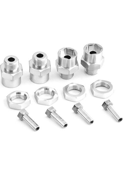 4 Adet Metal Altıgen Adaptör 12MM Ila 17MM Tekerlek Altıgen Hub Adaptör Uzatma Dönüşüm Somunları 1/10 Rc Araba, Gümüş (Yurt Dışından)