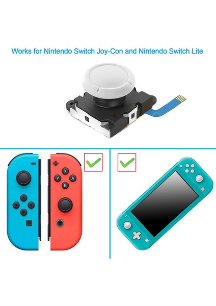 Nintendo Switch Lite Joy-Con Denetleyicisi Için 2'li Paket Yedek Joystick Analog Thumbstick Parçası - Onarım Aracı Kiti ile (Yurt Dışından)