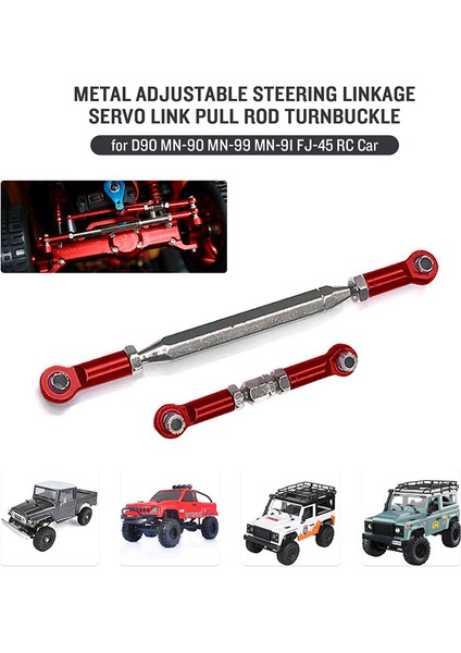 Metal Ayarlanabilir Direksiyon Bağlantı Servo Bağlantı Çekme Çubuğu Gerdirme Mn D90 D99 Mn-90 Fj-45 1/12 Rc Araba Paletli, Mavi (Yurt Dışından)