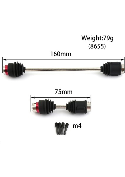 Metal Çelik Merkezi Tahrik Milleri Cvd 8655R, 1/10 Traxxas E-Revo Erevo 2.0 Yükseltme Parçaları Aksesuarları Için Toz Korumalı,1 (Yurt Dışından)
