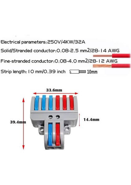 5 Adet 2 Giriş 6 Çıkış Kolay Hızlı Kablo Ekleme Birleştirme Konnektörü - Aç Kapa Kilitli