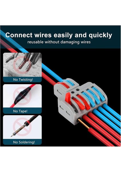 5 Adet 2 Giriş 6 Çıkış Kolay Hızlı Kablo Ekleme Birleştirme Konnektörü - Aç Kapa Kilitli fırsatları