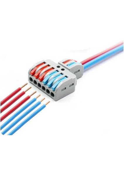 5 Adet 2 Giriş 6 Çıkış Kolay Hızlı Kablo Ekleme Birleştirme Konnektörü - Aç Kapa Kilitli indirimleri