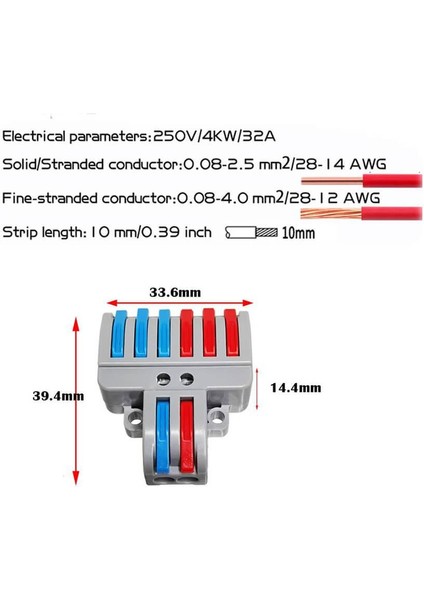 10 Adet 2 Giriş 6 Çıkış Kolay Hızlı Kablo Ekleme Birleştirme Konnektörü - Aç Kapa Kilitli