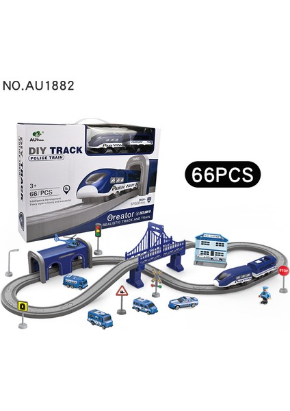 Dıy Raylı Araba Bulmaca Monte Yapı Taşı Parça Manyetik Tren Tema SETI-66PCS Polis Yolu (Yurt Dışından)