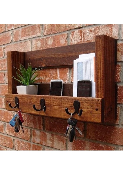 Ahşap Raflı Anahtarlık Askılığı - Pinterest Design