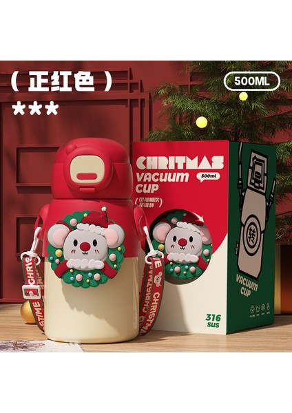 Kırmızı Çocuk Termos Bardak Gıda Sınıfı 316 Paslanmaz Çelik Sağlıklı Malzeme Sıçrama Pipetli Bardak (Yurt Dışından)